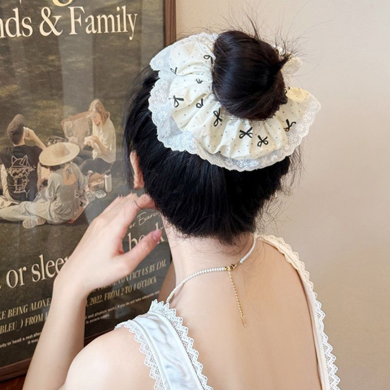 1pc Oversized Lace French Hair Scrunchie For Women Elastic Ponytail Holder Headbands Hair Bands Elastic Hair Ties Hair Accessories