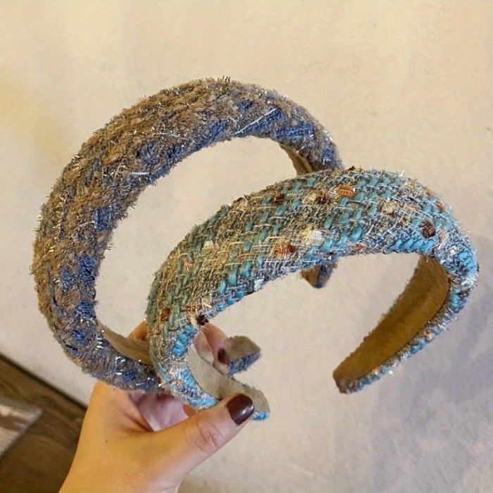 1pc New Women'S Autumn and Winter Small Fragrant Style Retro Headband with High-end Feel Headwear Jewelry Hair Accessories