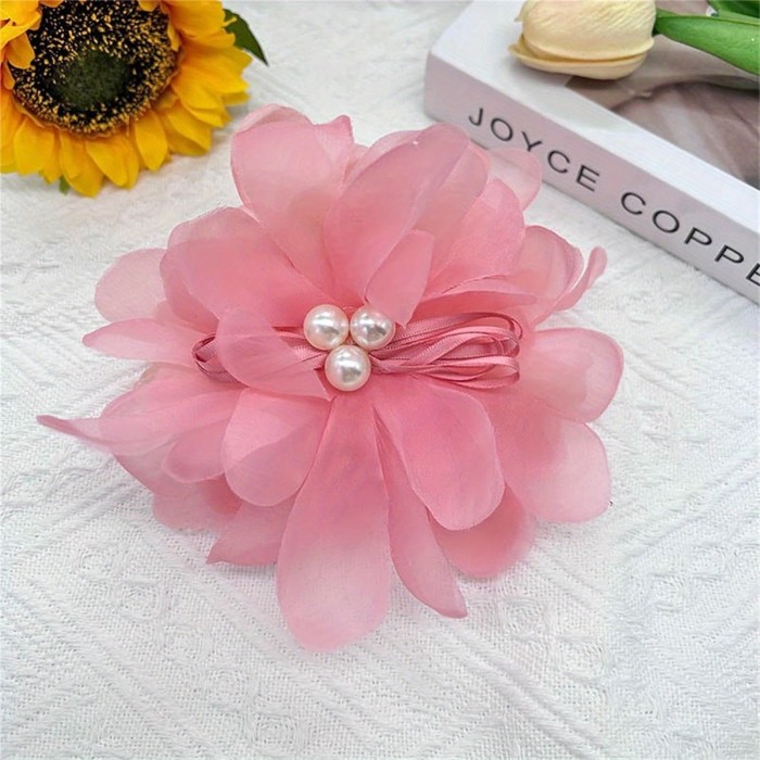1pc Pink Super Fairy 3D Flower Hair Claw Clip for Women & s - Medium Size Secure Shark Clip, Elegant Floral Hair Accessory for Summer Parties, Weddings, Proms - Perfect Gift