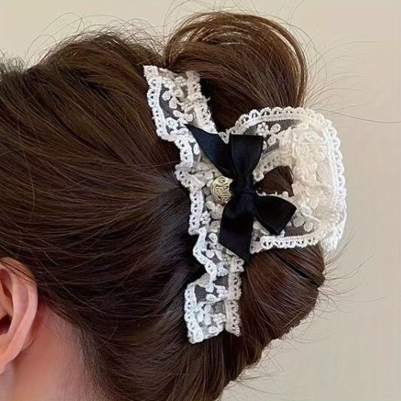 1pc Lovely Hair Claw French Bowknot\u002F Flower Hair Clip for Woman Makeup Ponytail Hair Delicate Jaw Clip for