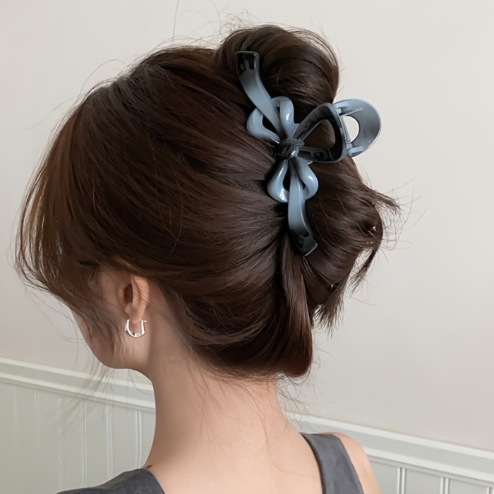 Elegant Hair Clips 2pcs Elegant Retro Bowknot Hair Claw Clips | Large Secure Shark Grip, Black & Beige Color-Blocking Design for Casual & Formal Hairstyles, Hair Styling Accessories, Durable Clip