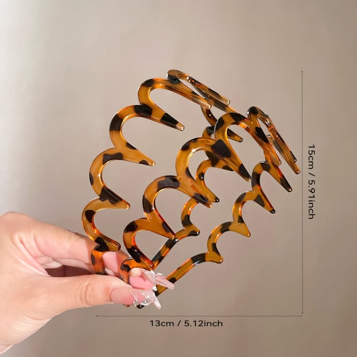Set of 2 Minimalist Plastic Wave Hairbands for Women - Non-Slip Dress Up Headbands, Easy Hair Styling for Face Washing and High Crown Looks