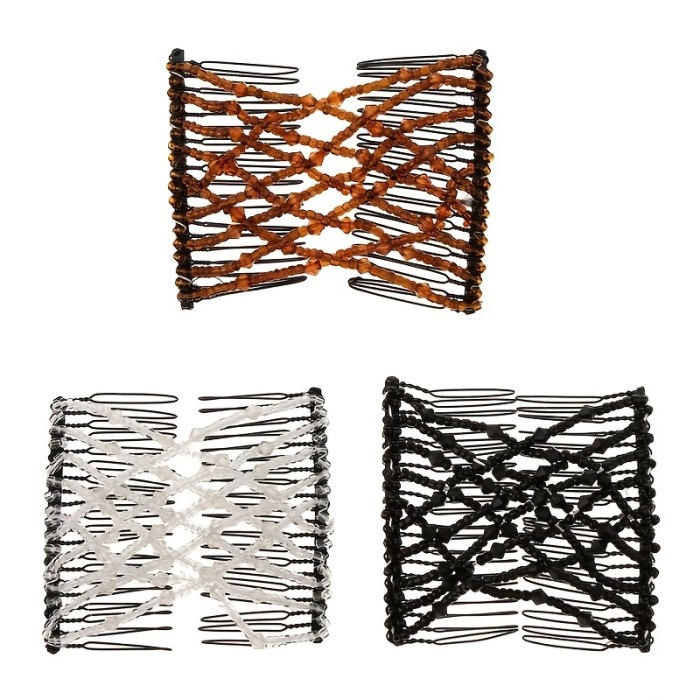 1pc Magic Comb with Crystal Decor 1pc Magic Hair Comb Vintage Bead Stretchy Magic Clips Double Hair Clip Crystal Stretch Faux Pearls Decor Hair Accessories Hair Jewelry Hair Styling Decoration