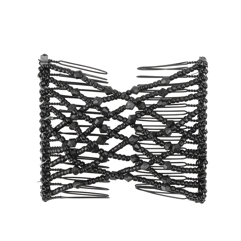 1pc Magic Comb with Crystal Decor 1pc Magic Hair Comb Vintage Bead Stretchy Magic Clips Double Hair Clip Crystal Stretch Faux Pearls Decor Hair Accessories Hair Jewelry Hair Styling Decoration