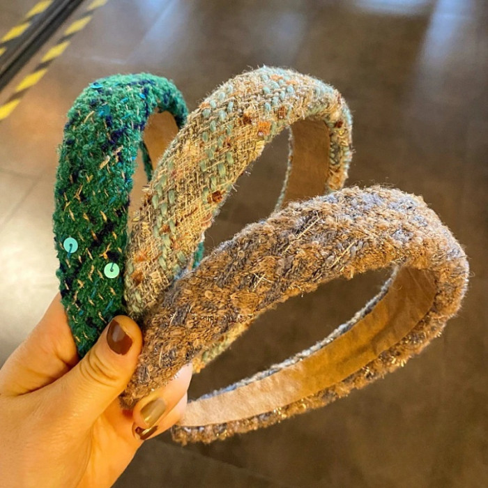 1pc New Women'S Autumn and Winter Small Fragrant Style Retro Headband with High-end Feel Headwear Jewelry Hair Accessories