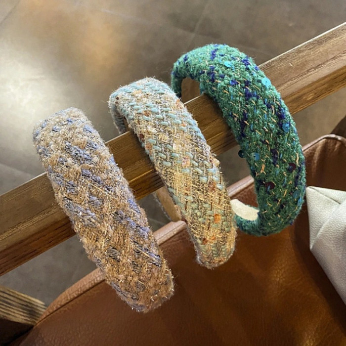 1pc New Women'S Autumn and Winter Small Fragrant Style Retro Headband with High-end Feel Headwear Jewelry Hair Accessories