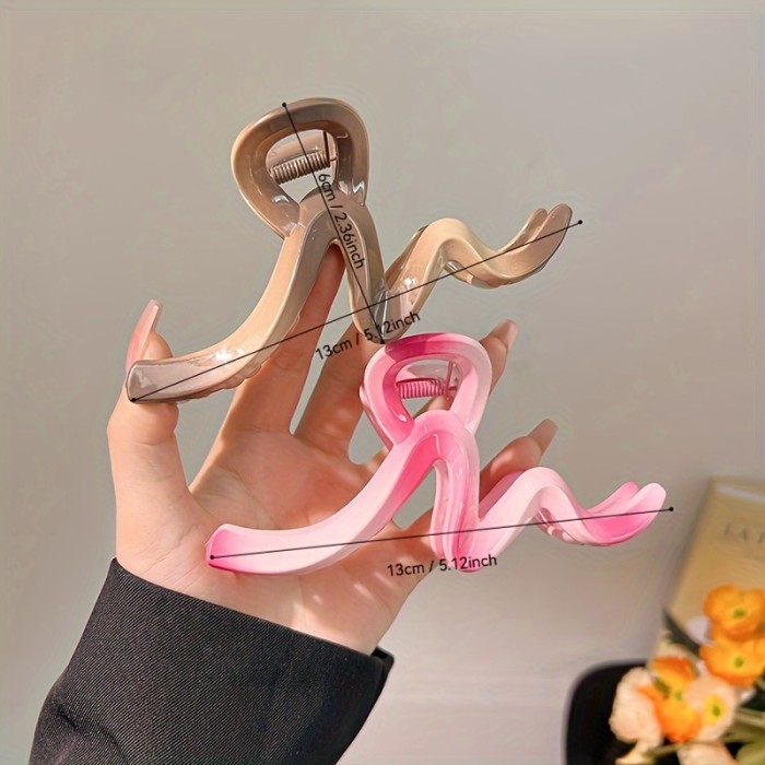 2pcs Elegant Gradient Color Hair Claw Clips - Large, High-Quality Plastic, Chic Design with Pink to White Transition - Perfect for Stylish Updos, Cute Hair Clips