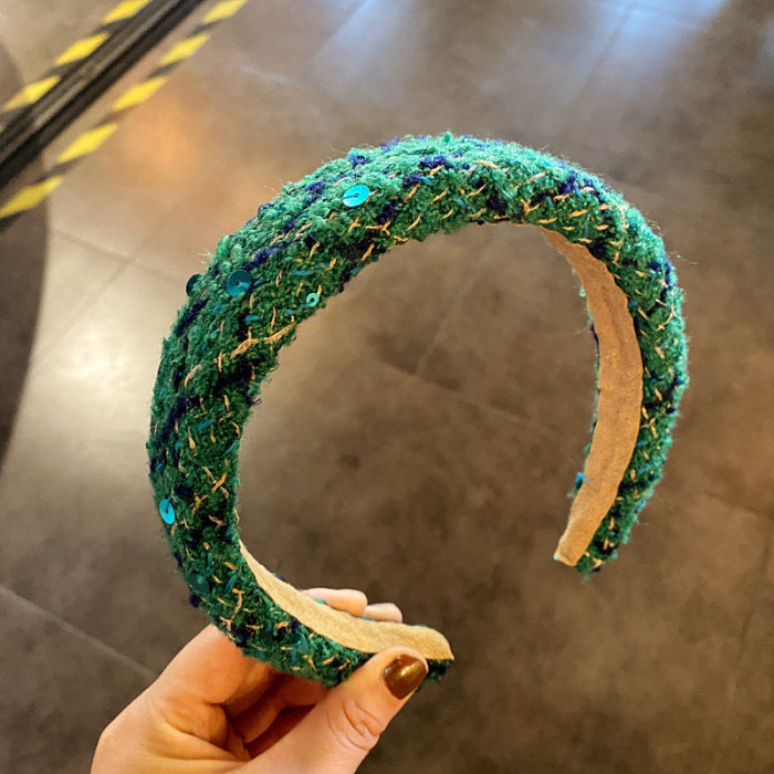 1pc New Women'S Autumn and Winter Small Fragrant Style Retro Headband with High-end Feel Headwear Jewelry Hair Accessories