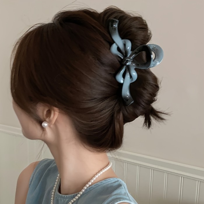 Elegant Hair Clips 2pcs Elegant Retro Bowknot Hair Claw Clips | Large Secure Shark Grip, Black & Beige Color-Blocking Design for Casual & Formal Hairstyles, Hair Styling Accessories, Durable Clip