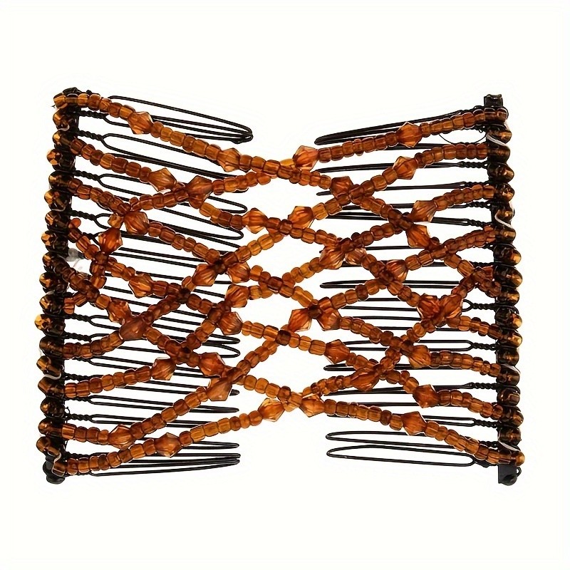 1pc Magic Comb with Crystal Decor 1pc Magic Hair Comb Vintage Bead Stretchy Magic Clips Double Hair Clip Crystal Stretch Faux Pearls Decor Hair Accessories Hair Jewelry Hair Styling Decoration