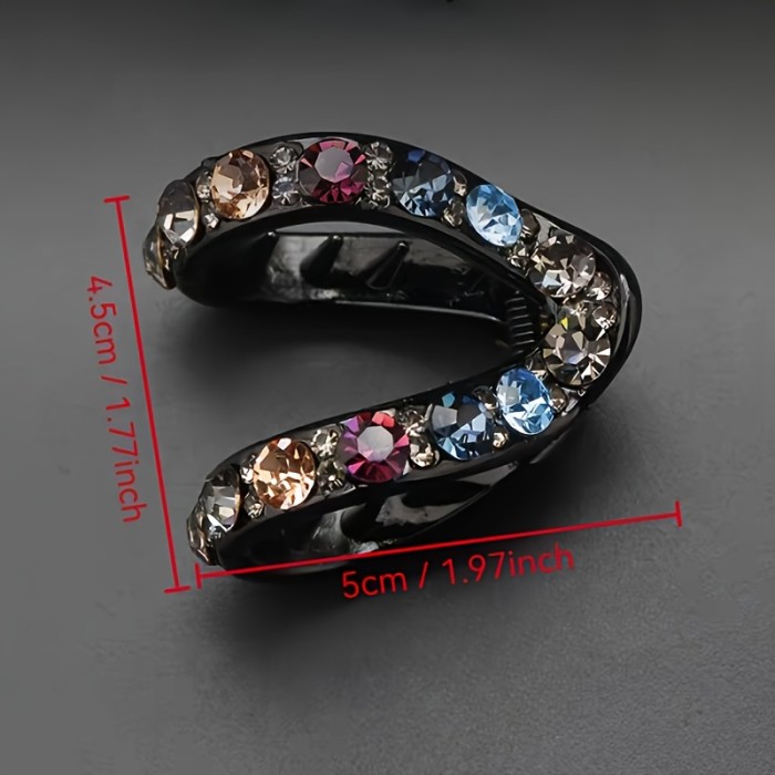 2pcs Elegant V-Shaped Rhinestone Hair Claws - Plastic, Sparkling Crystal Embellishments, Versatile for Half-Up & Ponytail Hairstyles, Perfect for Valentine'S Day Accessory Gift