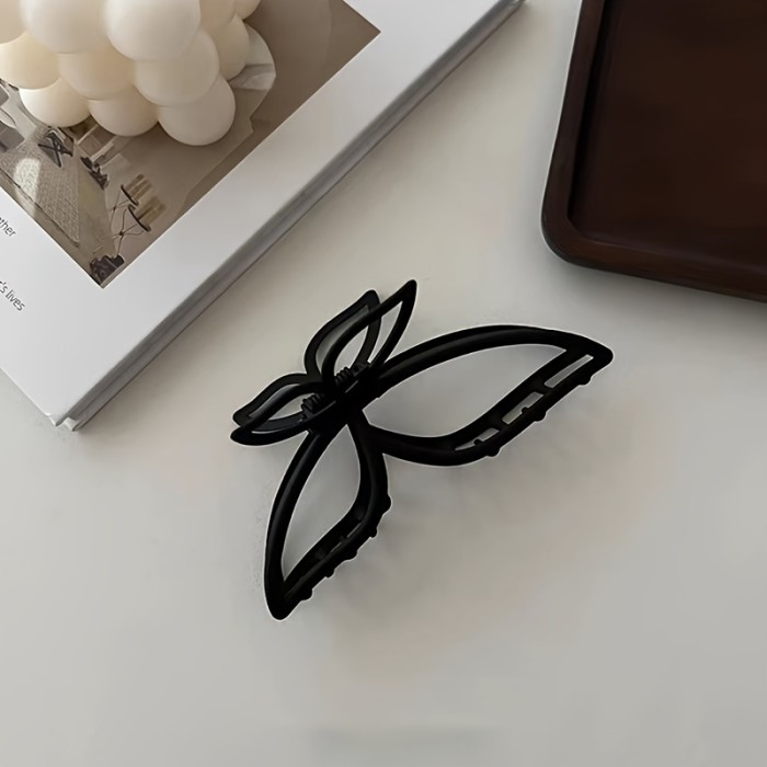 Butterfly Hair Claw Clip, Minimalist Alloy Shark Clip with Matte Finish for Updo, Larger Size Hair Accessory for Women and Teens 14+ - Single Piece Hair Clasp with Elegant Hollow Design