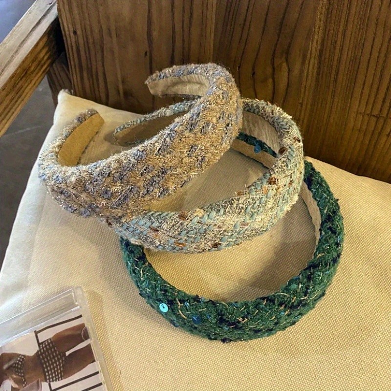 1pc New Women'S Autumn and Winter Small Fragrant Style Retro Headband with High-end Feel Headwear Jewelry Hair Accessories