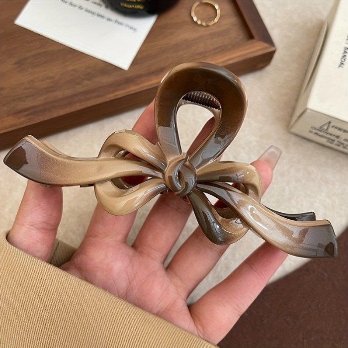 Elegant Hair Clips 2pcs Elegant Retro Bowknot Hair Claw Clips | Large Secure Shark Grip, Black & Beige Color-Blocking Design for Casual & Formal Hairstyles, Hair Styling Accessories, Durable Clip