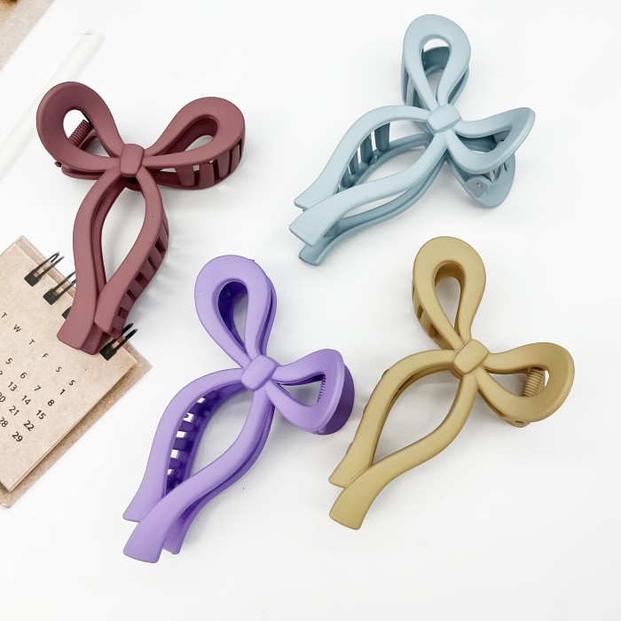 4pcs Elegant Bow Hair Accessories 4pcs Elegant Matte Bow Hair Accessories | Large Acrylic Bowknots, Claw Crab Ponytail Holders, Barrettes & Headbands | Perfect for Bohemian Style, Thanksgiving Day Decor, and Everyday Hair Styling