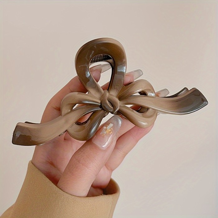 Elegant Hair Clips 2pcs Elegant Retro Bowknot Hair Claw Clips | Large Secure Shark Grip, Black & Beige Color-Blocking Design for Casual & Formal Hairstyles, Hair Styling Accessories, Durable Clip