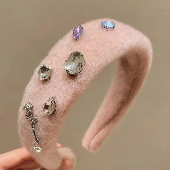 1pc New Women'S Autumn and Winter Small Fragrant Style Retro Headband with High-end Feel Headwear Jewelry Hair Accessories