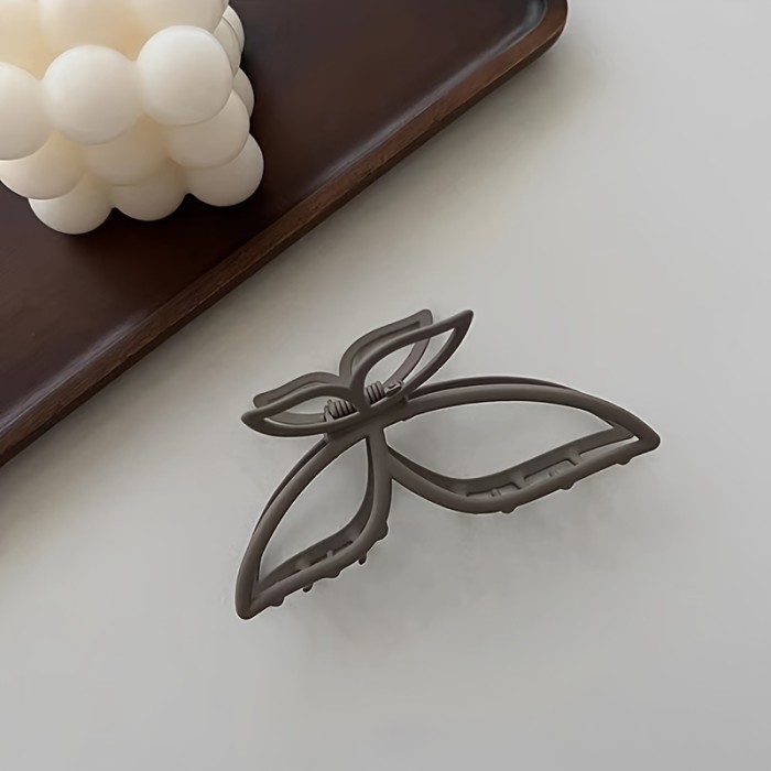 Butterfly Hair Claw Clip, Minimalist Alloy Shark Clip with Matte Finish for Updo, Larger Size Hair Accessory for Women and Teens 14+ - Single Piece Hair Clasp with Elegant Hollow Design