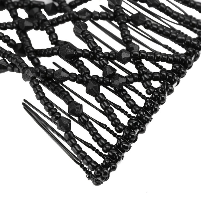 1pc Magic Comb with Crystal Decor 1pc Magic Hair Comb Vintage Bead Stretchy Magic Clips Double Hair Clip Crystal Stretch Faux Pearls Decor Hair Accessories Hair Jewelry Hair Styling Decoration