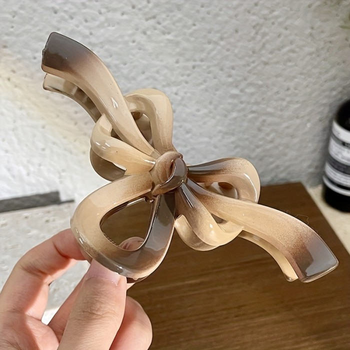 Elegant Hair Clips 2pcs Elegant Retro Bowknot Hair Claw Clips | Large Secure Shark Grip, Black & Beige Color-Blocking Design for Casual & Formal Hairstyles, Hair Styling Accessories, Durable Clip