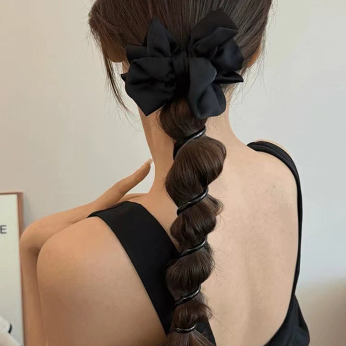 1pc Sweet Bow knot Telephone Line Hair Loop High Elastic Rubber Bubble Braid Headband Spiral Coil Hair Accessories