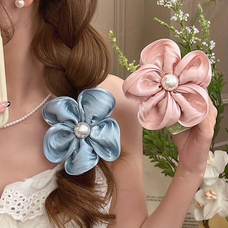 1pc Fashion Flower Scrunches For Women Sweet Head Rope Hair Clip Durable All-match Elastic Hair Tie Hair Accessories