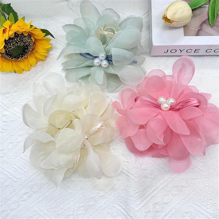 1pc Pink Super Fairy 3D Flower Hair Claw Clip for Women & s - Medium Size Secure Shark Clip, Elegant Floral Hair Accessory for Summer Parties, Weddings, Proms - Perfect Gift