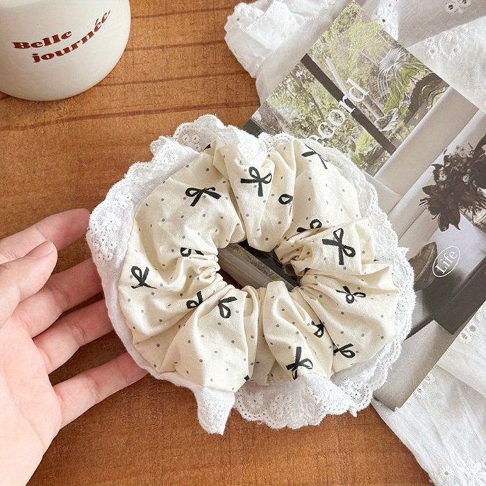 1pc Oversized Lace French Hair Scrunchie For Women Elastic Ponytail Holder Headbands Hair Bands Elastic Hair Ties Hair Accessories