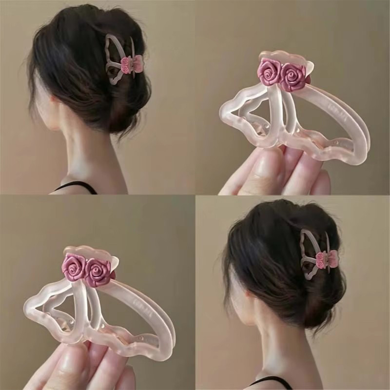 1pc Korean Hairstyle Claw Clip - Pastel Pink, Ponytail Holder, Non-Slip Hair Grip for Women & s, Elegant Floral Hair Accessories for Everyday, Parties, Formal Events - Lightweight & Travel-Friendly, Cute Hair Accessories, Party Hairpiece, Decorative Hairpiece, Travel Accessory, Sweet Style, Fashion Lovers