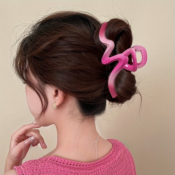 2pcs Elegant Gradient Color Hair Claw Clips - Large, High-Quality Plastic, Chic Design with Pink to White Transition - Perfect for Stylish Updos, Cute Hair Clips