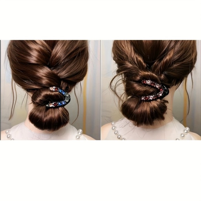 2pcs Elegant V-Shaped Rhinestone Hair Claws - Plastic, Sparkling Crystal Embellishments, Versatile for Half-Up & Ponytail Hairstyles, Perfect for Valentine'S Day Accessory Gift