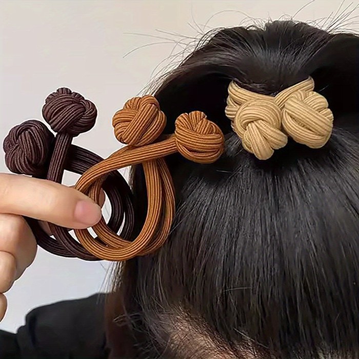 Solid Hair Tie 3pcs Solid Color Knotted Hair Tie | Hair Rope Ponytail Holder Hair Accessories For Female