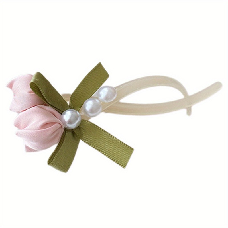 1pc Elegant Floral Hair Clip - Pastel Pink\u002FYellow\u002F Green\u002FRed\u002FWhite\u002F, Secure Ponytail Holder & Updo Grip for Women s, Everyday, Parties, Weddings - Floral Hair Accessories, Cute Hair Accessories