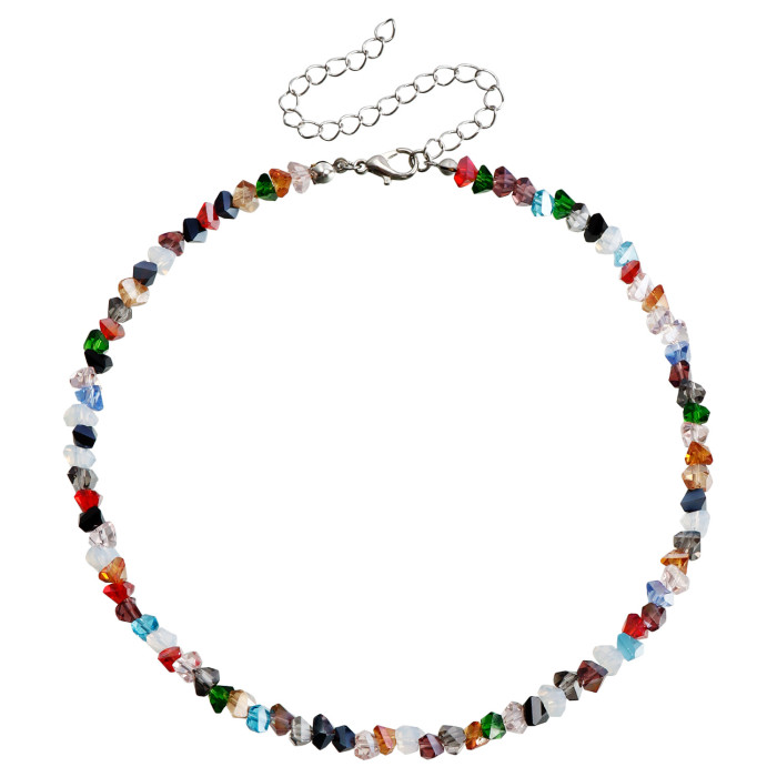 Trendy Handmade Woven Bead Black Crystal Necklace Women's Jewelry