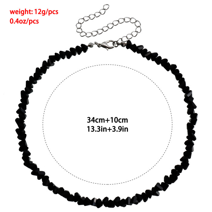 Trendy Handmade Woven Bead Black Crystal Necklace Women's Jewelry