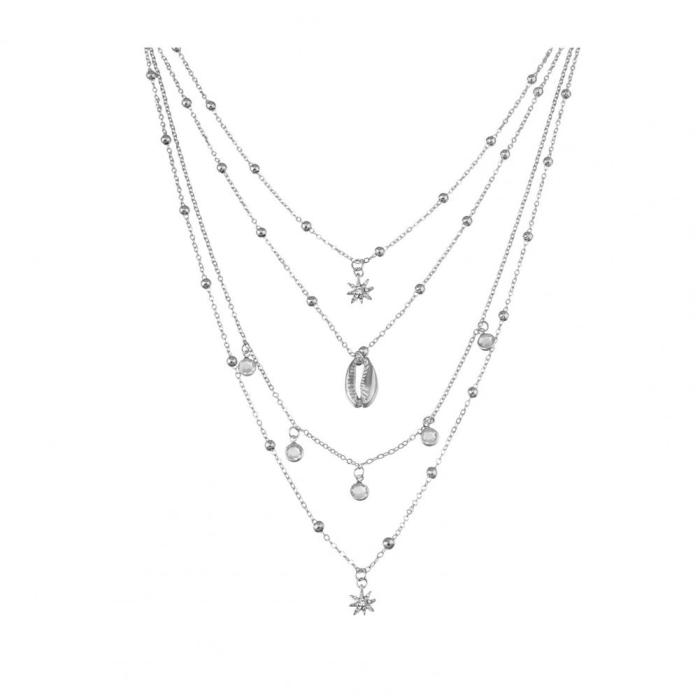 Exquisite Diamond Pendant Necklace Bohemia Layered Choker Necklace Women