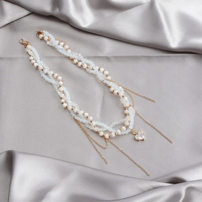 Ins Multi-layer Imitation Pearls Multilayer Tassels Necklace Cool Cross Star Crystal Tassels Chokers Necklace Chain Jewelry
