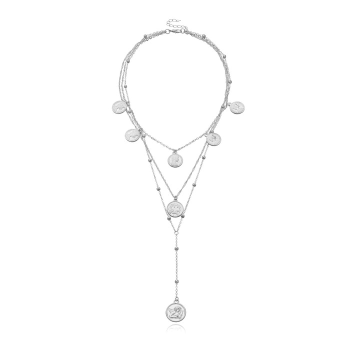 Bohemian Necklace For Women Trendy Stainless Steel Vintage Multilayer Long Chain Pendant Necklaces Ladies Accessories Gifts