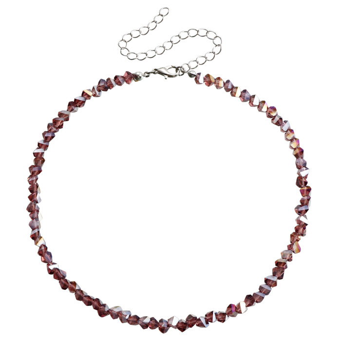 Trendy Handmade Woven Bead Black Crystal Necklace Women's Jewelry