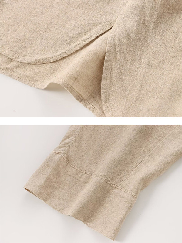 Loose Solid Color Split-Joint Split-Side Lapel Blouse + Elasticity Pleated Pants Trousers Two Pieces Set