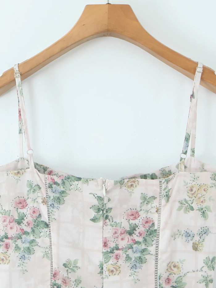 Floral Print Square Neck Maxi Cami Dress