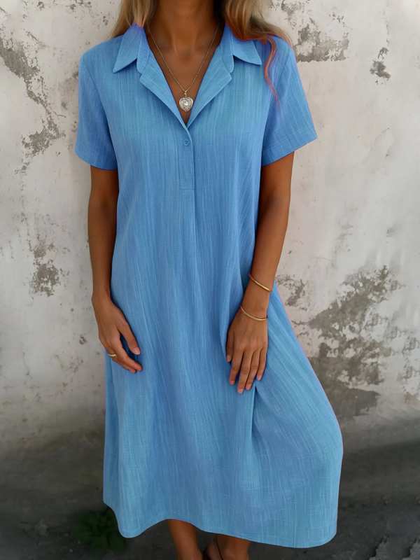Full Size Short Sleeve Shirt Dress with Collar Plus Size