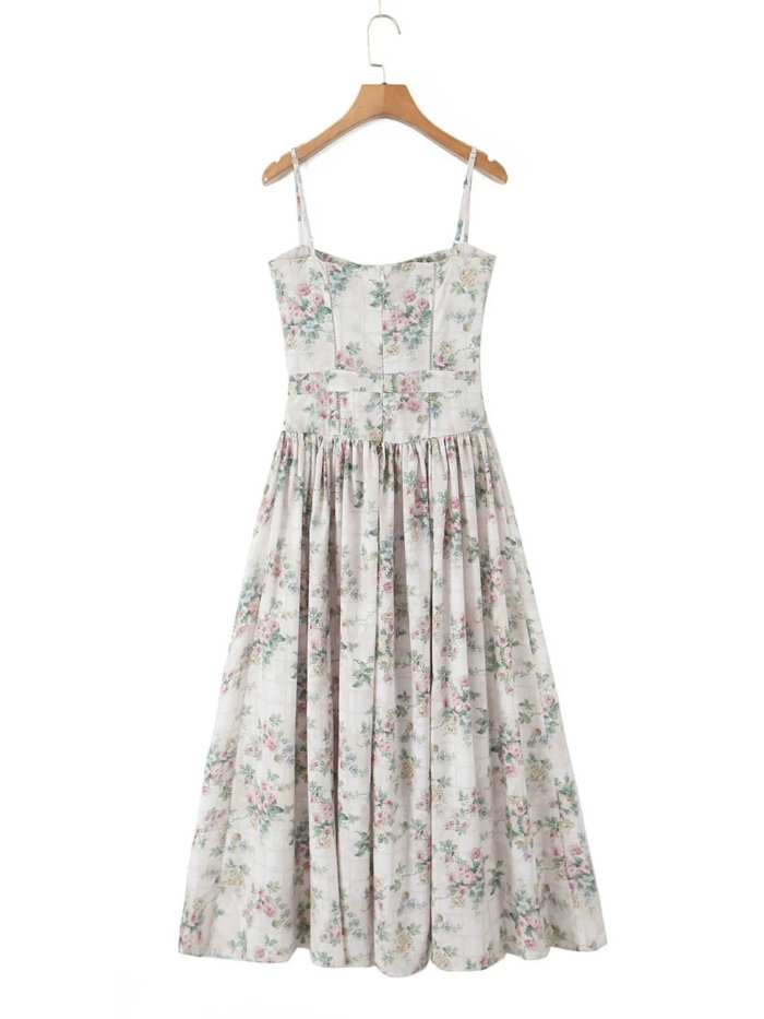 Floral Print Square Neck Maxi Cami Dress