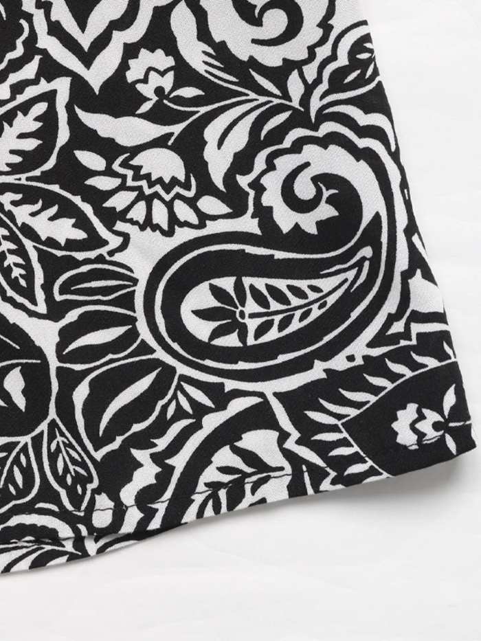 Paisley Print Long Sleeve Midi Dress