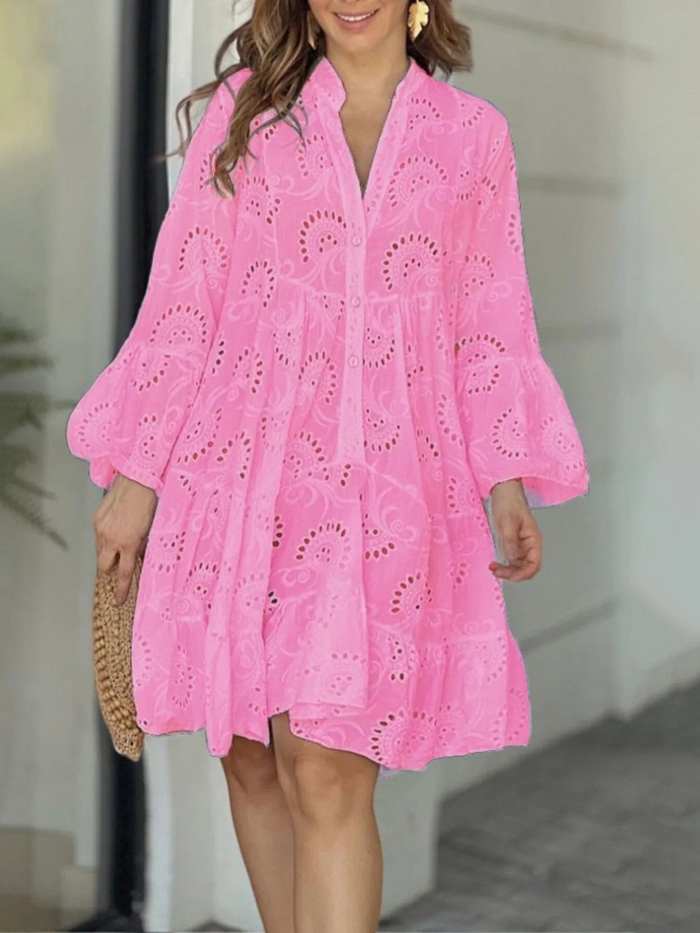 Full Size Eyelet Ruffled Hem Tiered Dress Plus Size