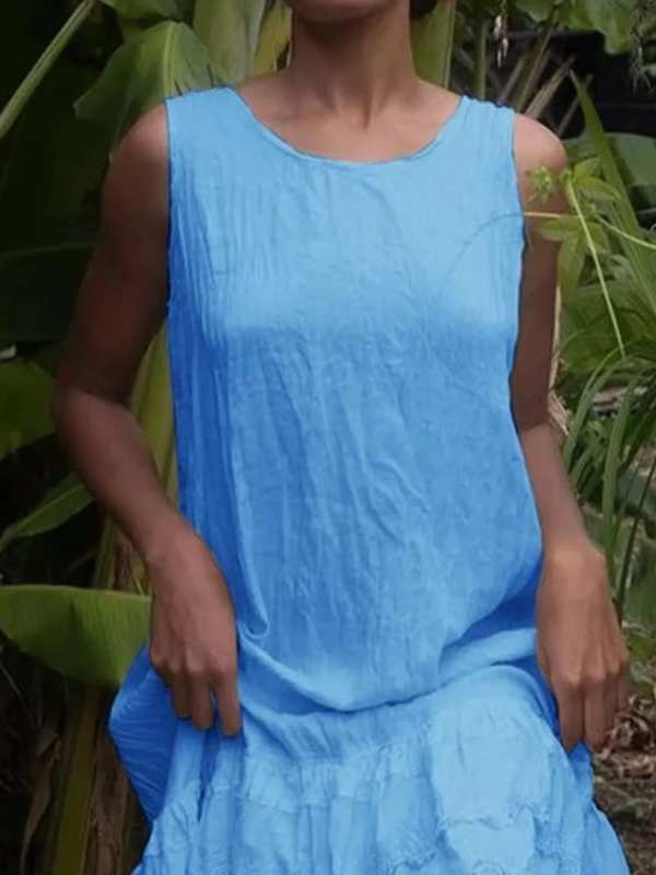 Full Size Lace Detail Round Neck Sleeveless Dress Plus Size