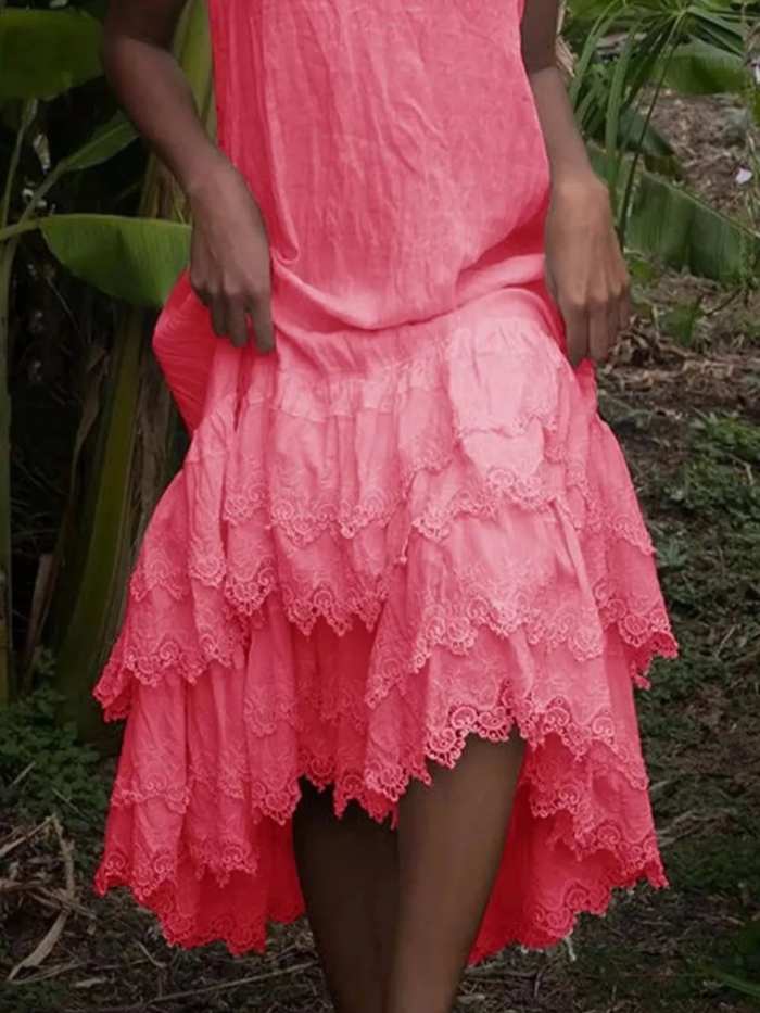 Full Size Lace Detail Round Neck Sleeveless Dress Plus Size
