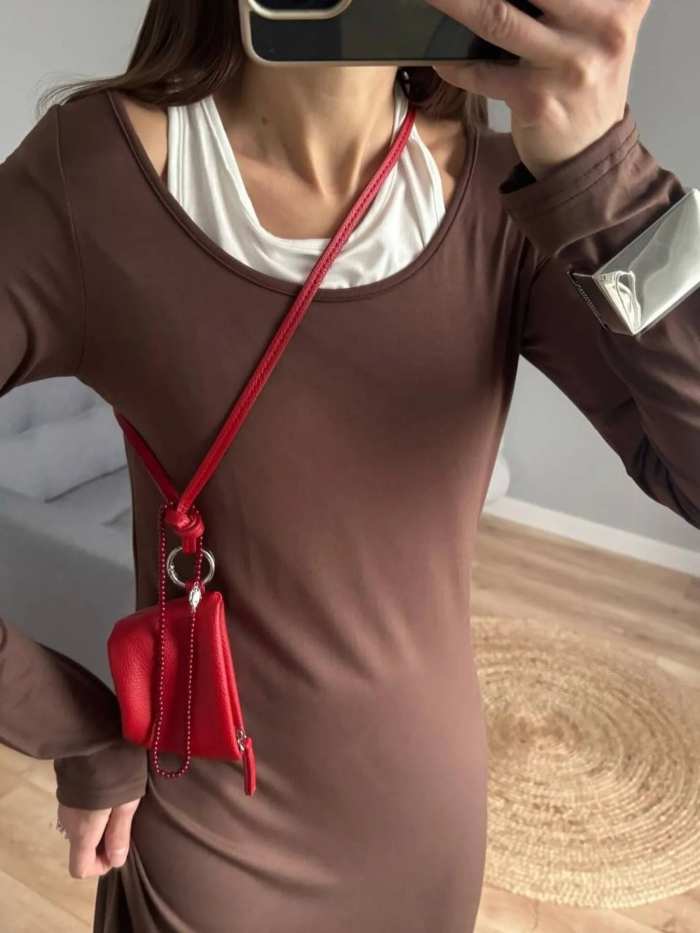 Contrast Long Sleeve Maxi Dress