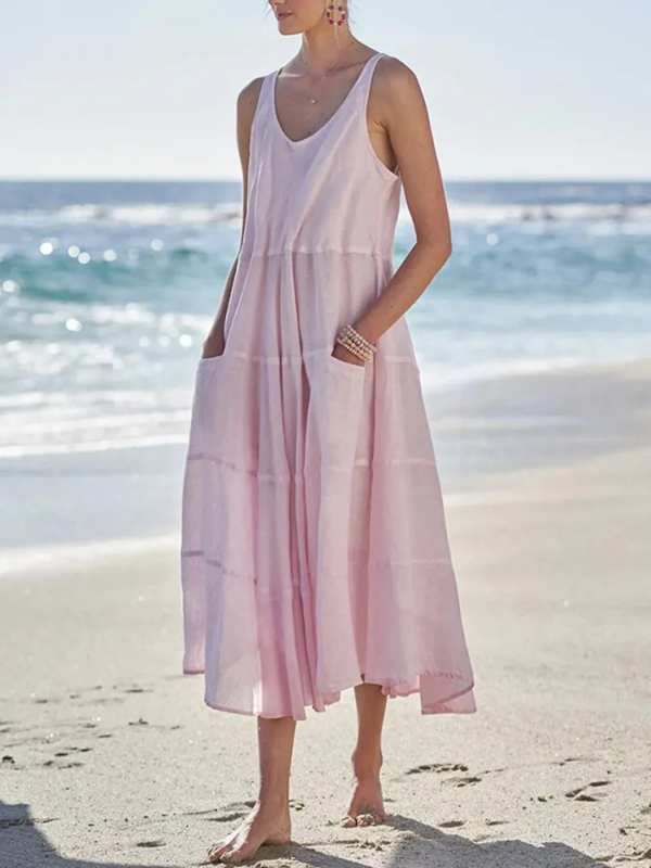 Full Size Tank Midi Dress with Pockets Plus Size