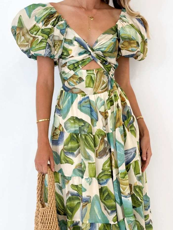 Off-Shoulder Floral Tiered Dress with Ruffle Details